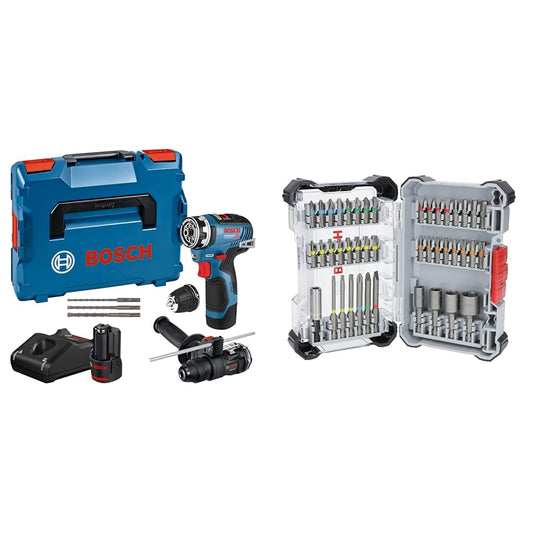 Bosch Professional 12V System Akku-Bohrschrauber GSR 12V-35 FC (inkl. 2 x 3,0-Ah-Akku, Ladegerät) + 43x Extra Hard Schrauberbit-Set (197 x 110,5 mm