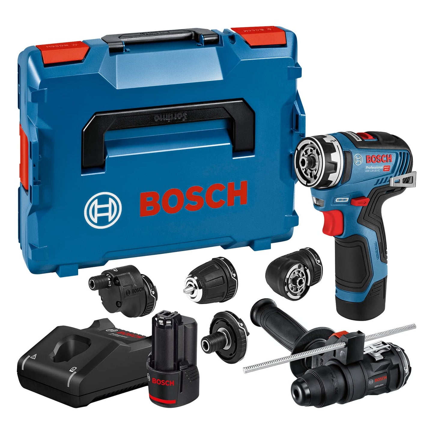 Bosch Professional 12V System Akku-Bohrschrauber GSR 12V-35 FC (inkl. 2 x 3,0-Ah-Akku, Ladegerät) + 43x Extra Hard Schrauberbit-Set (197 x 110,5 mm