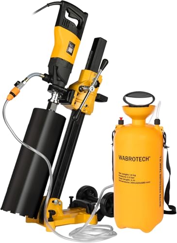 Kernbohrgerät mit Mikroschlag ⌀22–202 mm an Kernbohrständer und Wasserzuführgerät 11 L - Diamant Kernbohrmaschine 2340 U/min – Kernlochbohrmaschine