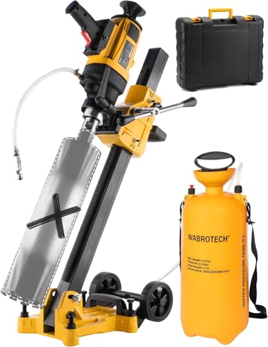 Kernbohrgerät Handgeführt ⌀22–202 mm an Kernbohrständer und Wasserzuführgerät 11 L - Diamant Kernbohrmaschine 1400 U/min mit PRCD –