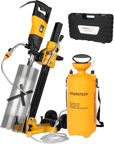 Kernbohrgerät mit Mikroschlag ⌀22–202 mm an Kernbohrständer und Wasserzuführgerät 11 L - Diamant Kernbohrmaschine 2340 U/min – Kernlochbohrmaschine