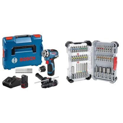 Bosch Professional 12V System Akku-Bohrschrauber GSR 12V-35 FC (inkl. 2 x 3,0-Ah-Akku, Ladegerät) + 43x Extra Hard Schrauberbit-Set (197 x 110,5 mm