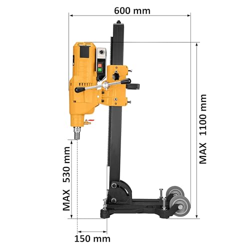 Kernbohrgerät 3950 W an Neigbarer Kernbohrständer mit Transportrollen - Diamant Kernbohrmaschine 580 U/min – Kernbohreinheit 230 V mit