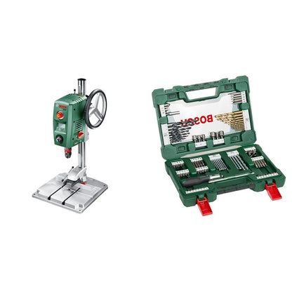 Bosch Home and Garden Tischbohrmaschine PBD 40 (710 W, Max. Bohr-Ø in Stahl/Holz: 13 mm/40 mm, Bohrhub 90mm, im Karton), Grün & Arbeitstisch PWB 600