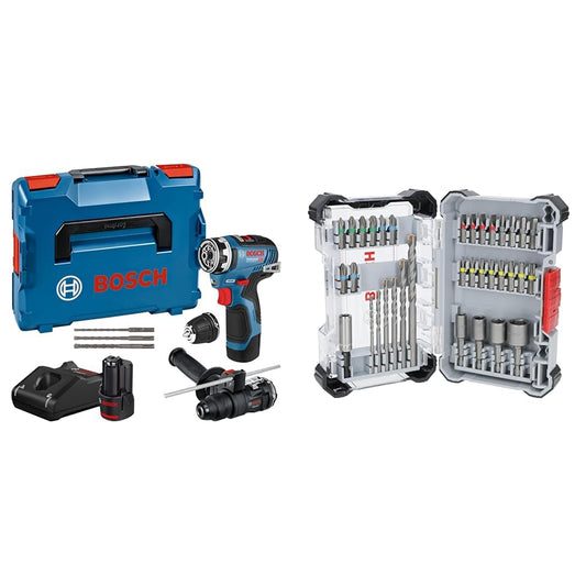 Bosch Professional 12V System Akku-Bohrschrauber GSR 12V-35 FC + 35x Extra Hard Schrauberbit‑ und CYL-3 Bohrer-Set (197 x 110,5 mm)