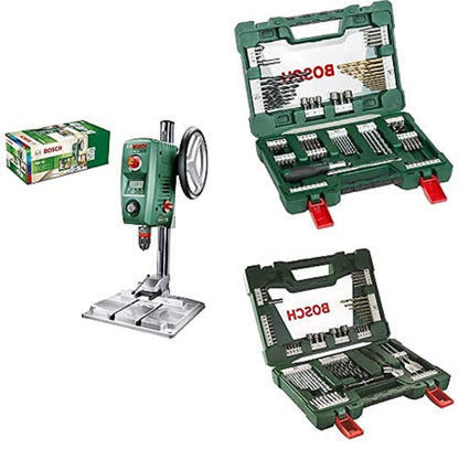 Bosch Tischbohrmaschine PBD 40 + Bosch 91tlg. Titanium-Bohrer- und Bit Set V-Line + Bosch 83tlg. V-Line Titanium-Bohrer- und Bit-Set mit